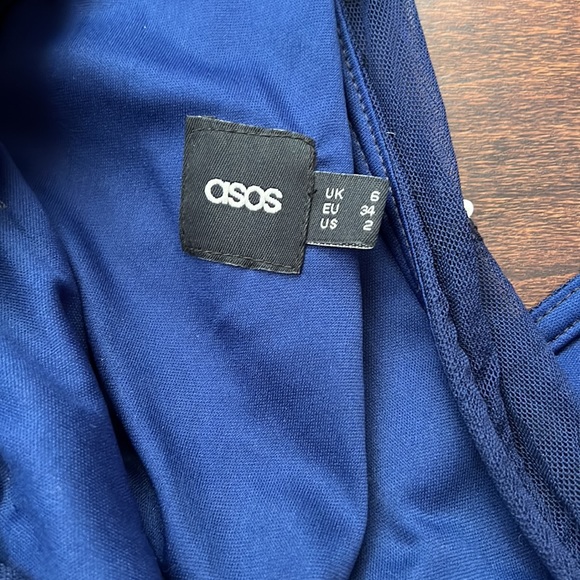 Asos Navy Sequin Ruffle Mini Dress - Picture 5 of 8